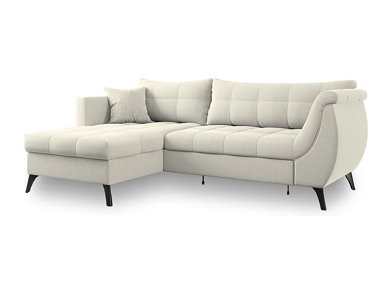 Canapé d'angle MOLLIS Crème en tissu texturé avec fonction de couchage