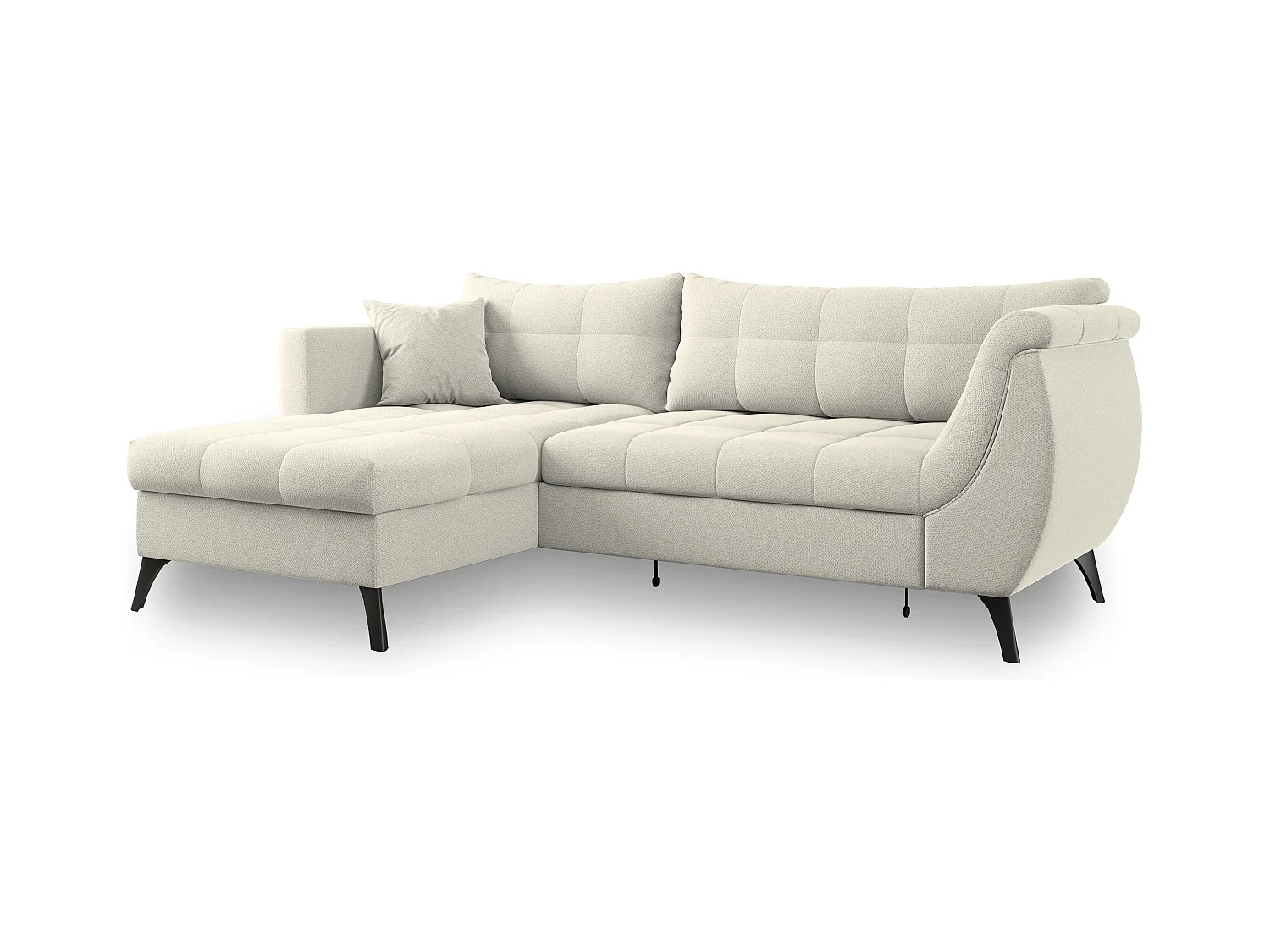 Canapé d'angle MOLLIS Crème en tissu texturé avec fonction de couchage