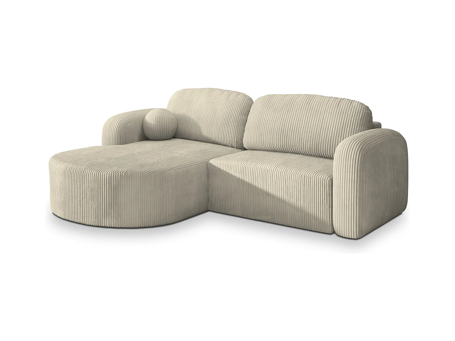 Canapé d'angle AMILIA Crème en velours côtelé avec fonction de couchage