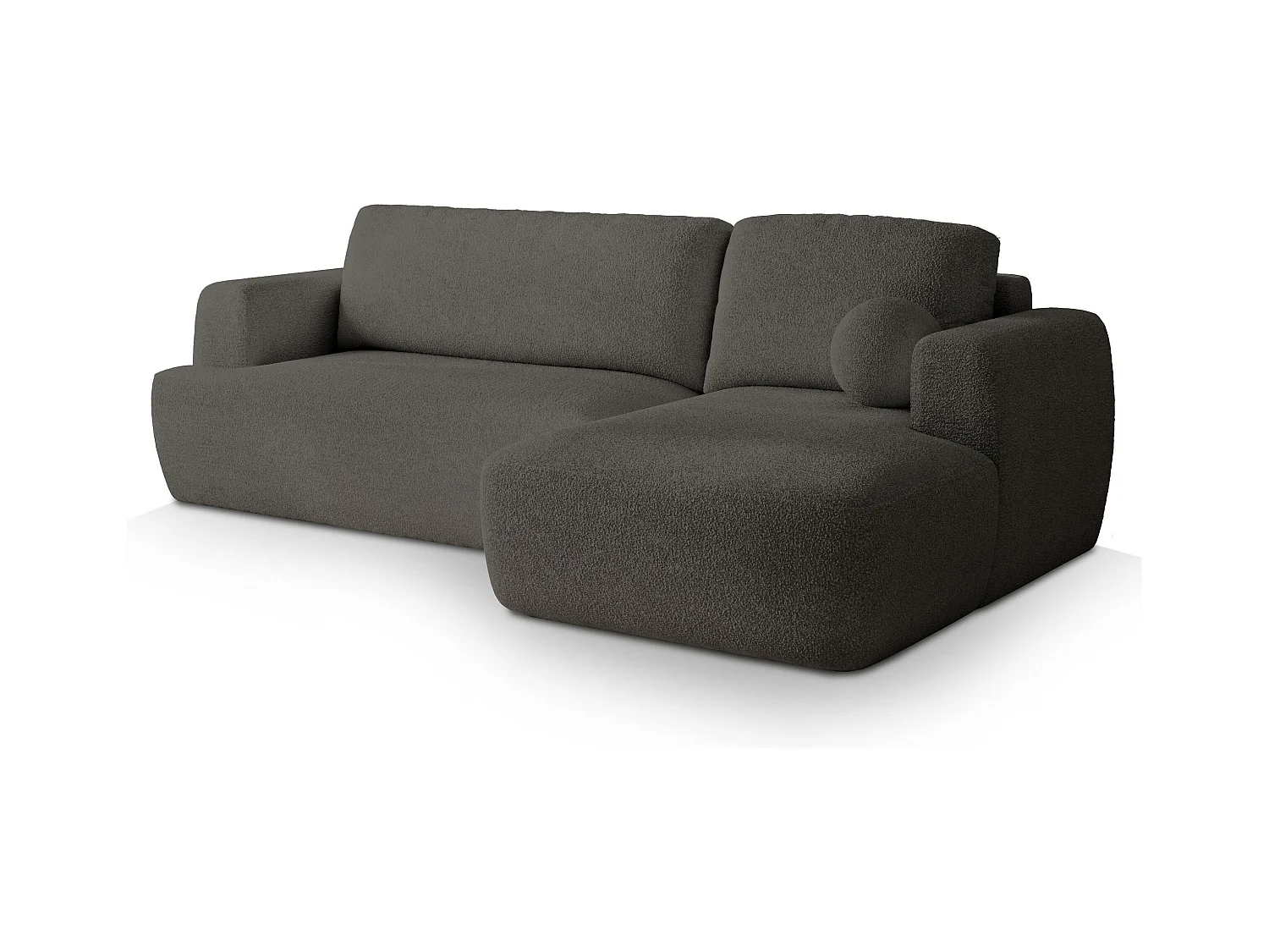 Canapé d'angle SENTI Gris en bouclé avec fonction de couchage