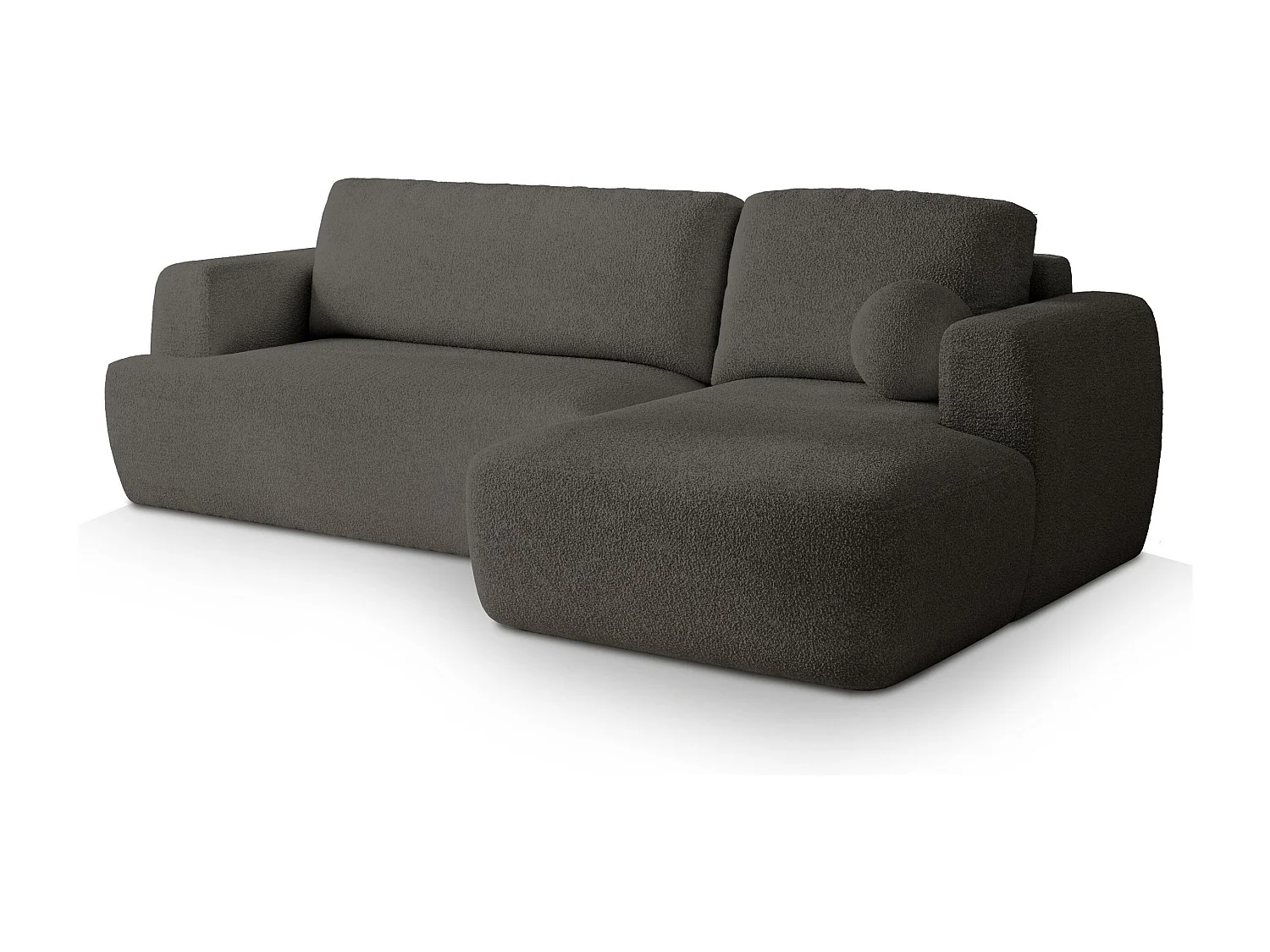 Canapé d'angle SENTI Gris en bouclé avec fonction de couchage