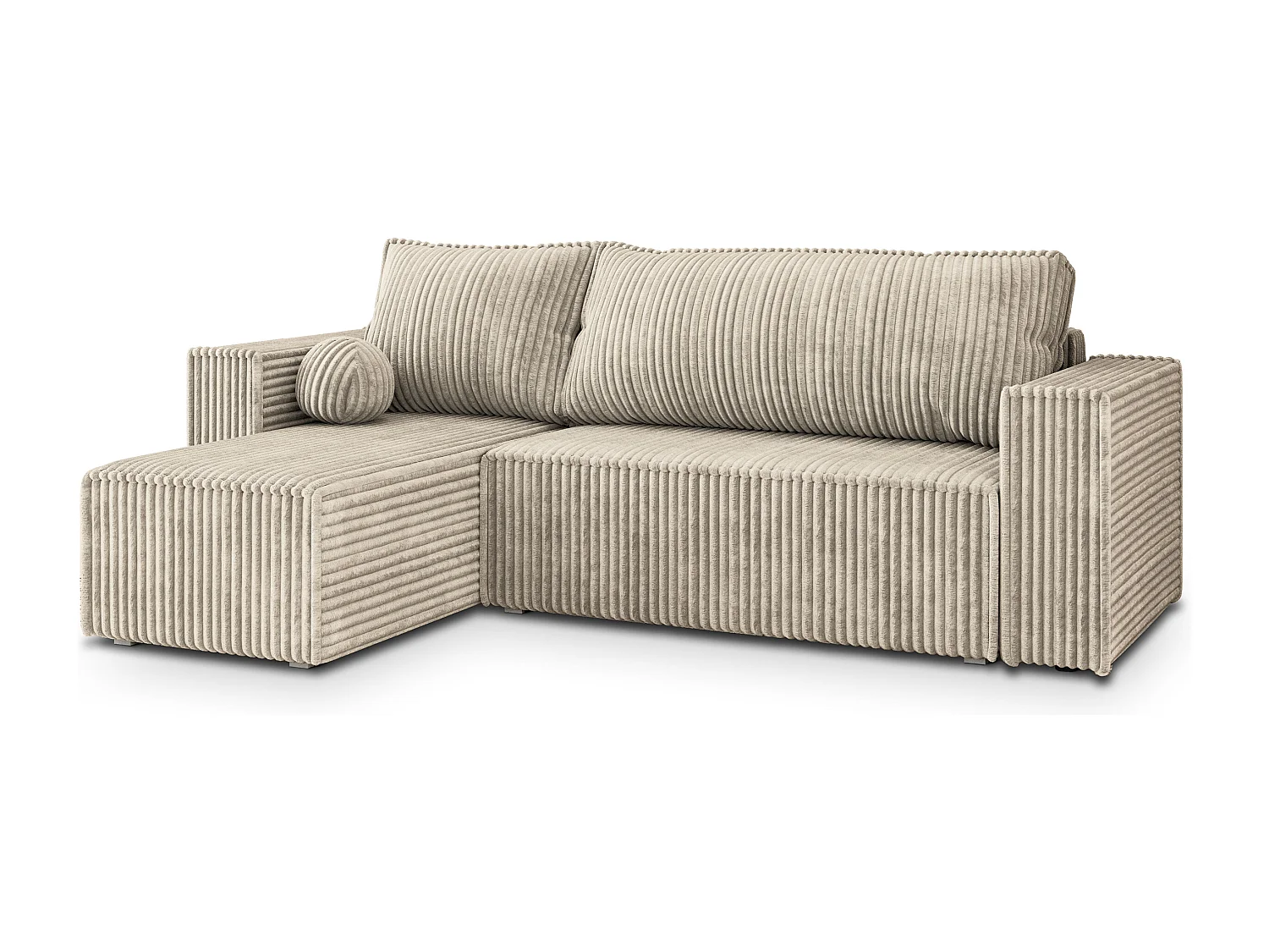 Hoekbank RAVELO van fluweel met slaapfunctie Creme