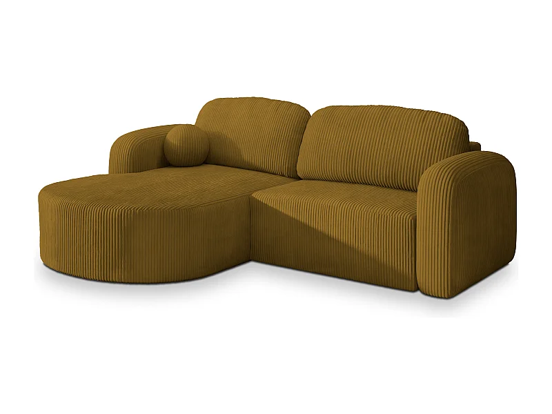 Canapé d'angle AMILIA Jaune en velours côtelé avec fonction de couchage