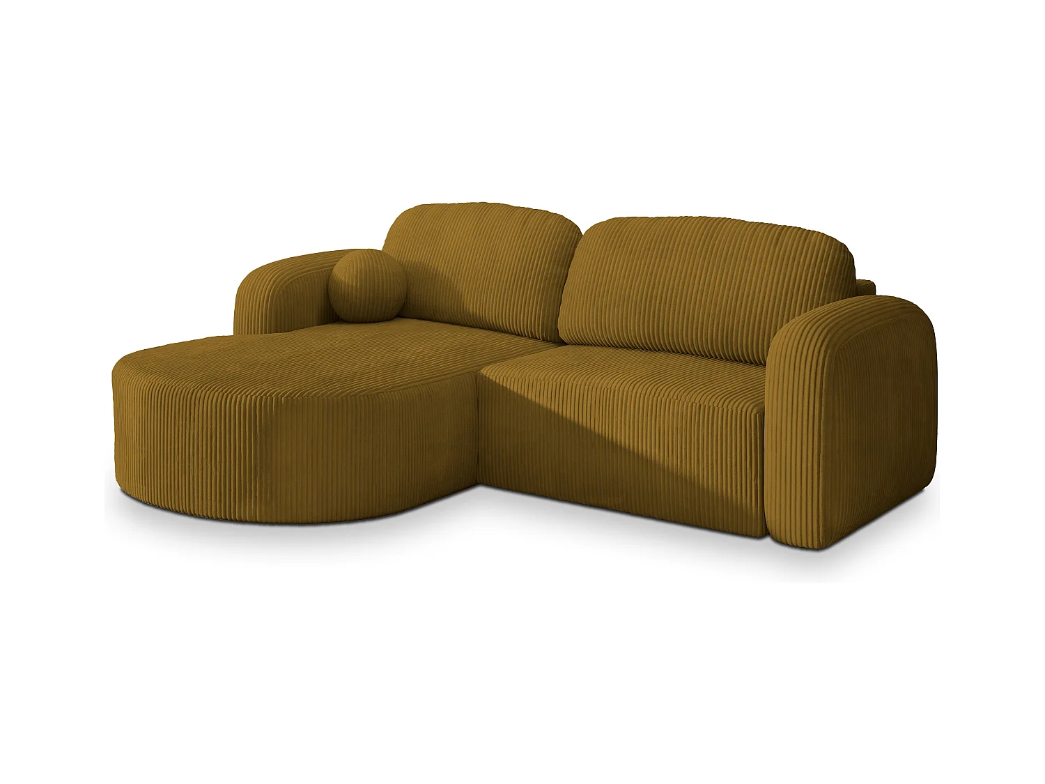 Canapé d'angle AMILIA Jaune en velours côtelé avec fonction de couchage