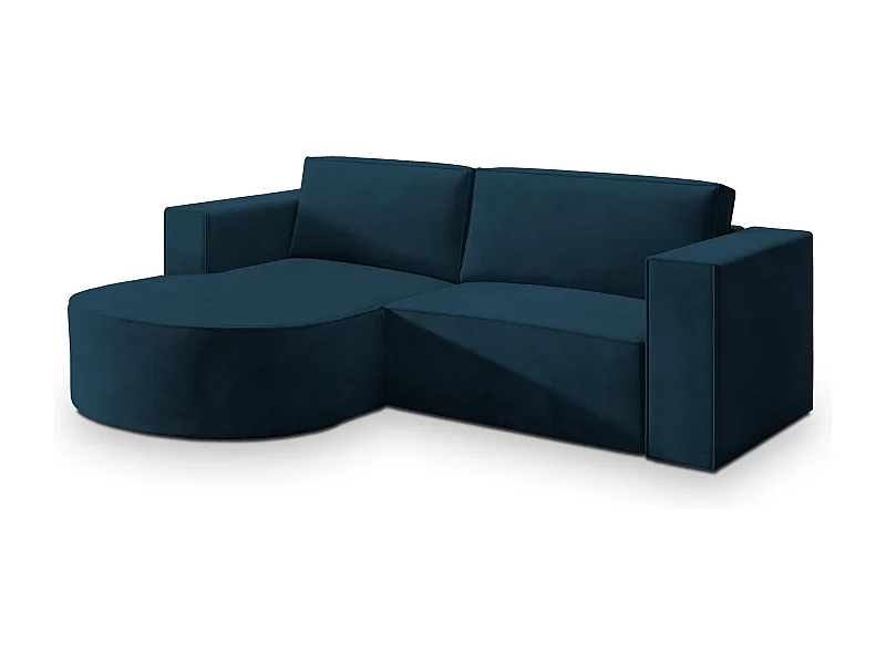 Canapé d'angle SORELA Bleu en velours avec fonction de couchage
