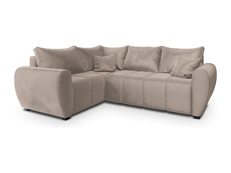 Canapé d'angle MADISON Beige en peluche avec fonction de couchage
