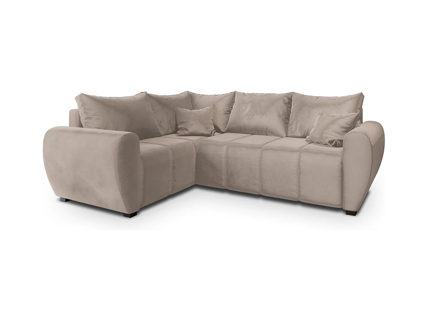 Canapé d'angle MADISON Beige en peluche avec fonction de couchage