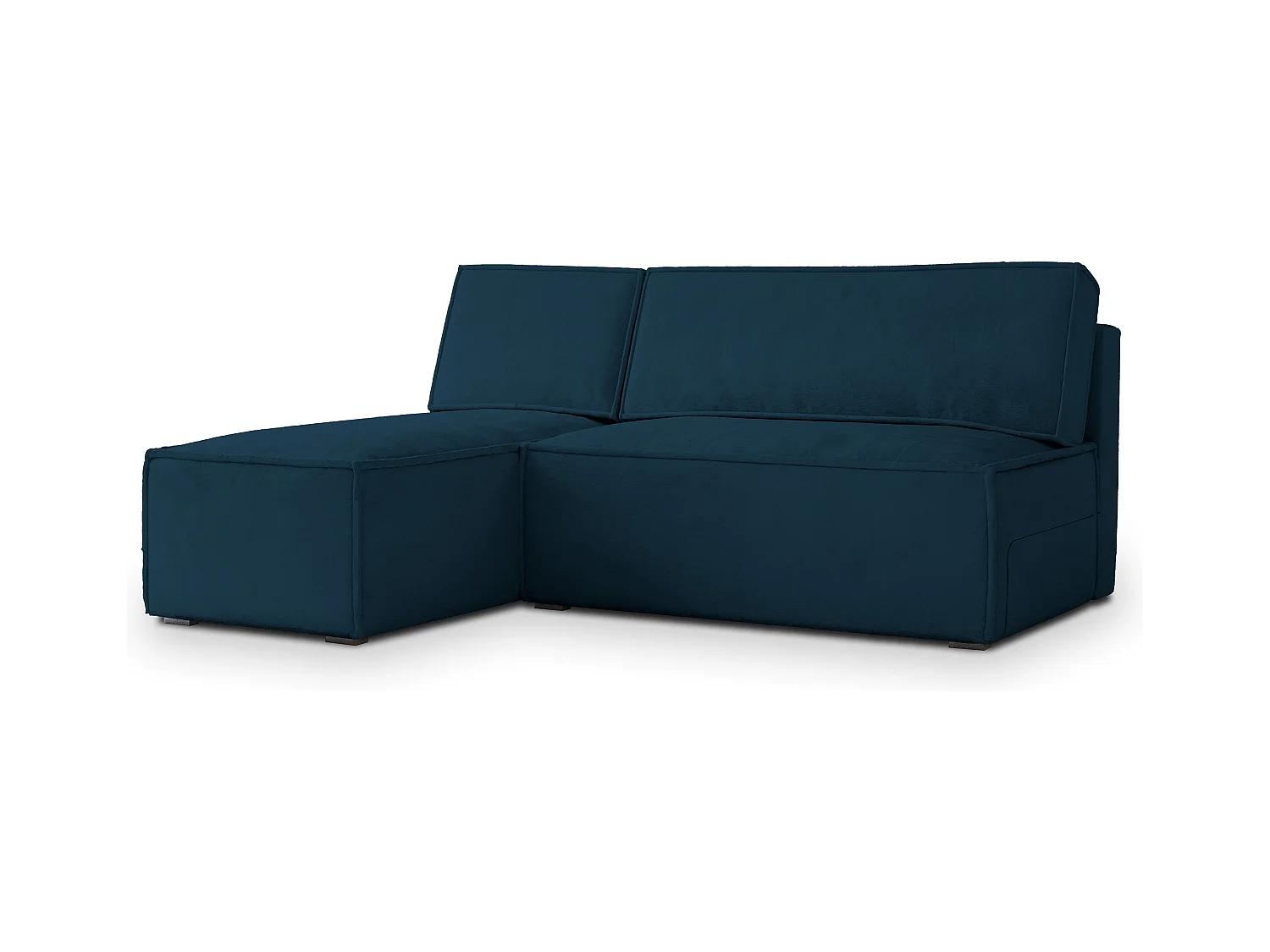 Canapé d'angle BRISO Bleu en velours avec fonction de couchage