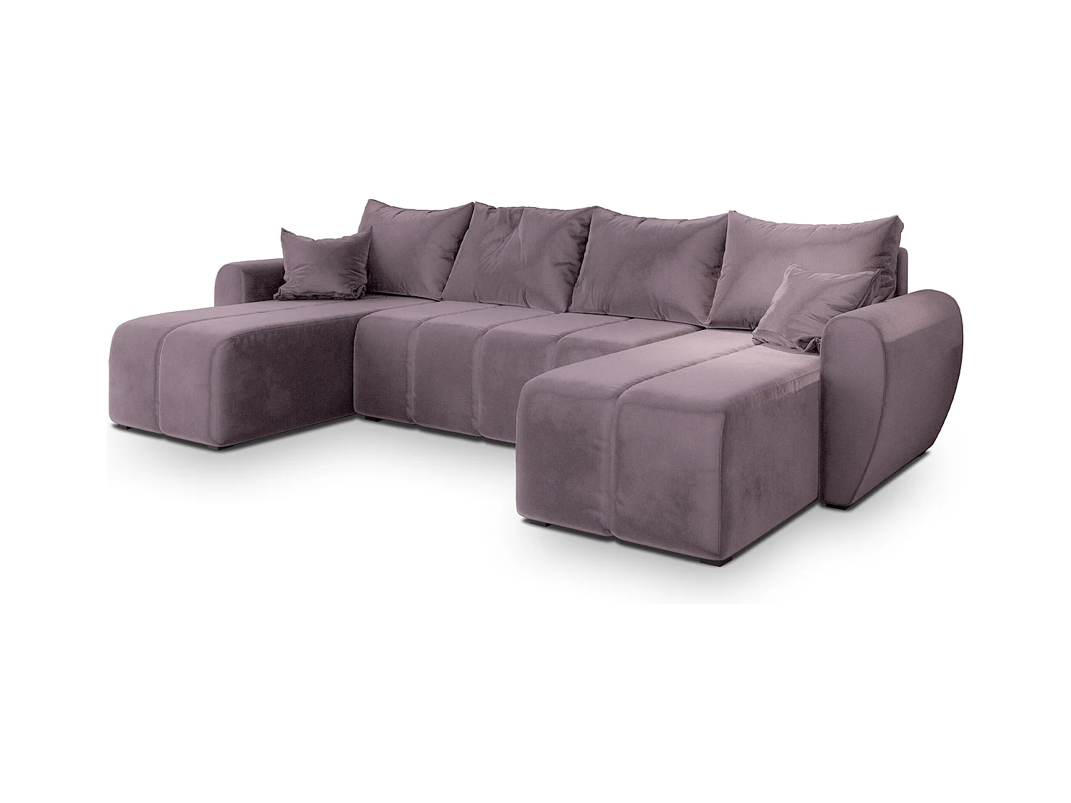 Canapé d'angle MADISON Rose poudré en peluche avec fonction de couchage