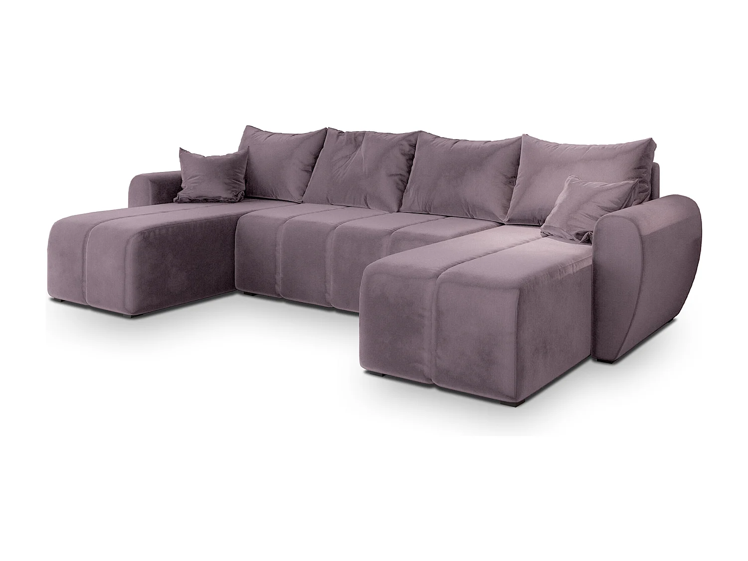 Canapé d'angle MADISON Rose poudré en peluche avec fonction de couchage