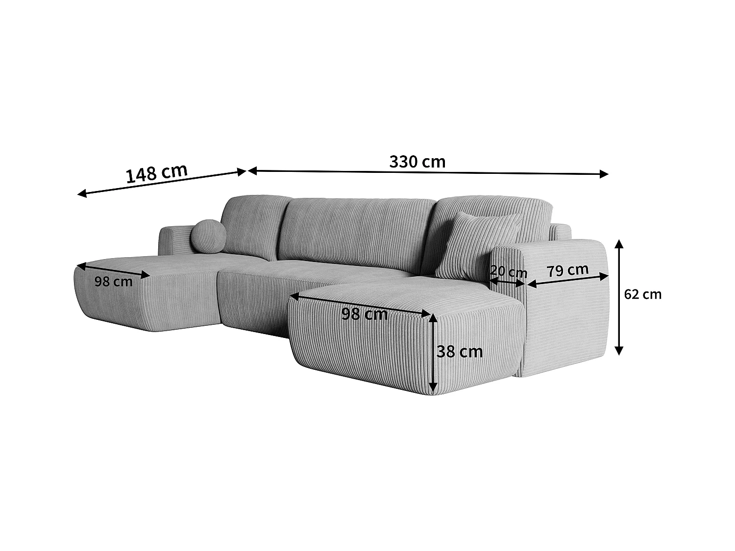 Canapé d'angle SENTUM Marron en velours côtelé avec fonction de couchage