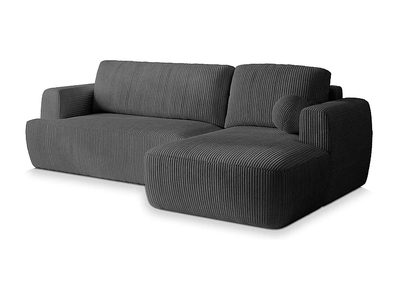 Canapé d'angle SENTI Gris anthracite en velours côtelé avec fonction de couchage