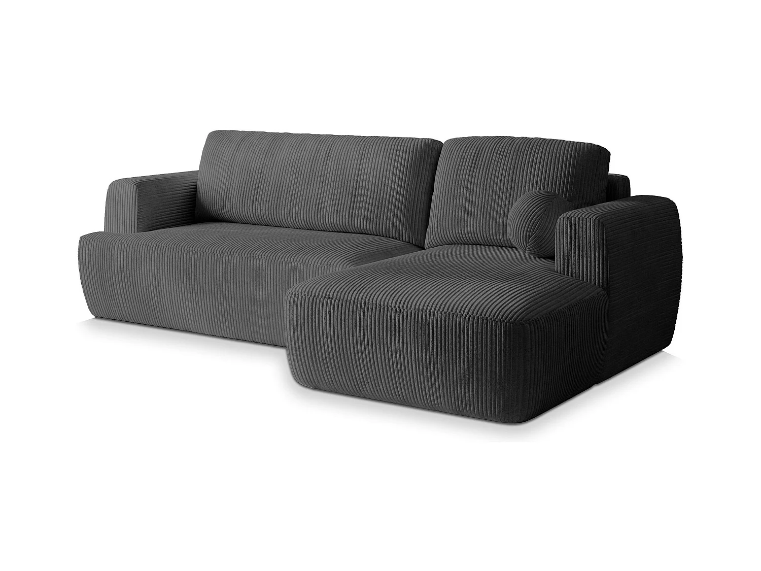 Canapé d'angle SENTI Gris anthracite en velours côtelé avec fonction de couchage