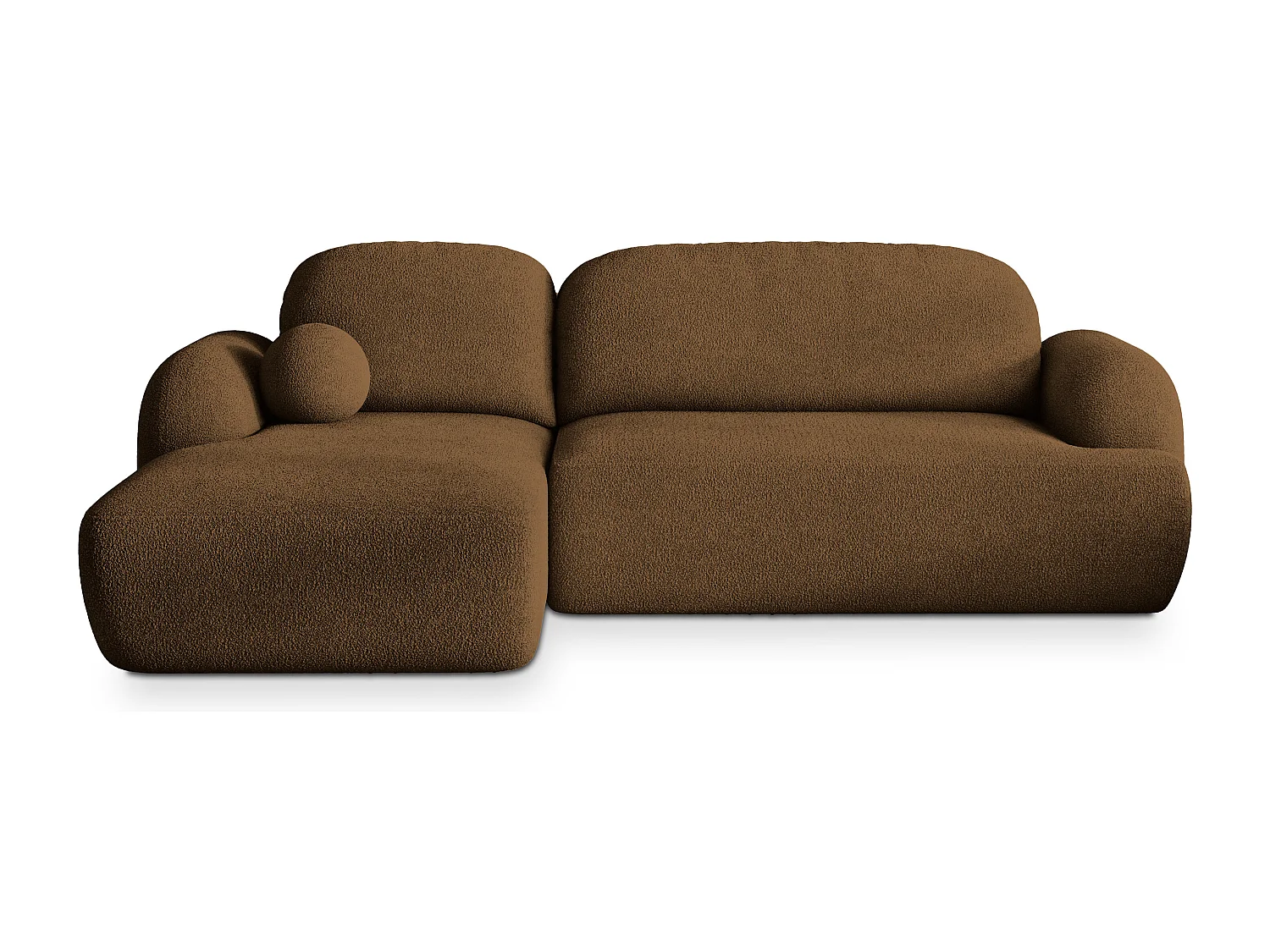 Canapé d'angle MODENZA Marron en bouclé avec fonction de couchage