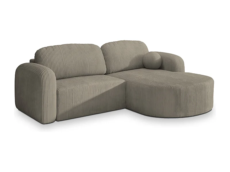 Canapé d'angle AMILIA Beige en velours côtelé avec fonction de couchage