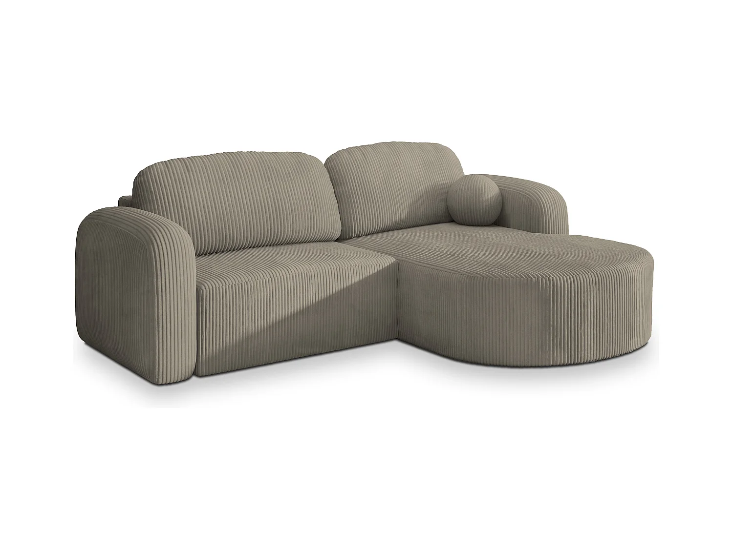 Canapé d'angle AMILIA Beige en velours côtelé avec fonction de couchage