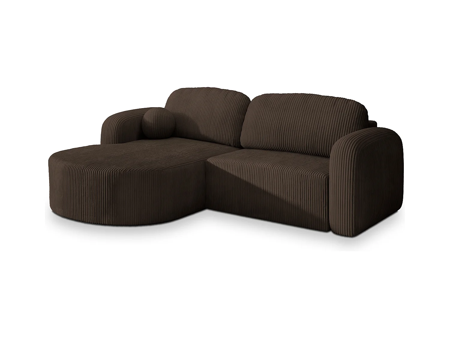 Canapé d'angle AMILIA Marron en velours côtelé avec fonction de couchage