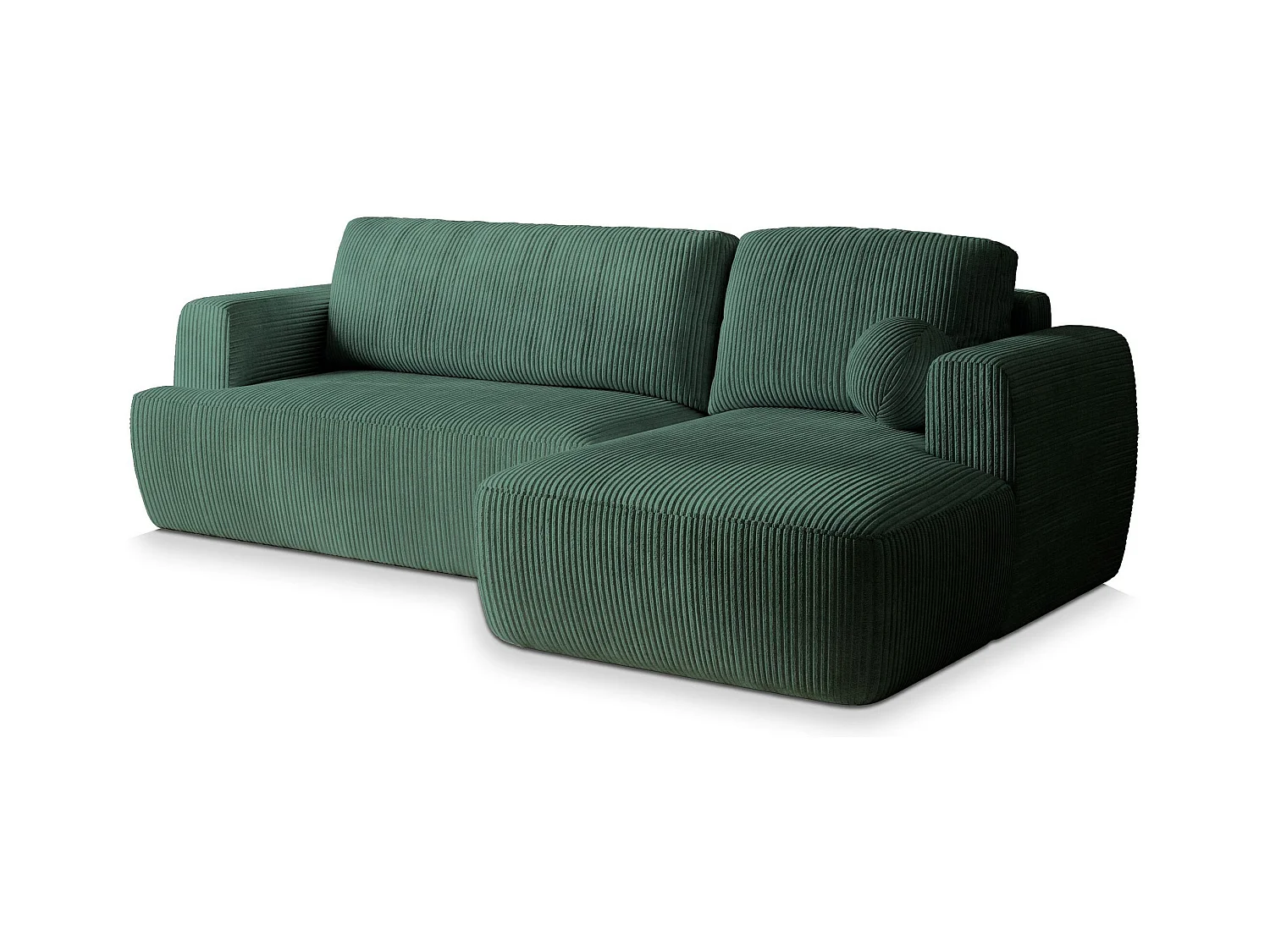 Canapé d'angle SENTI Vert en velours côtelé avec fonction de couchage