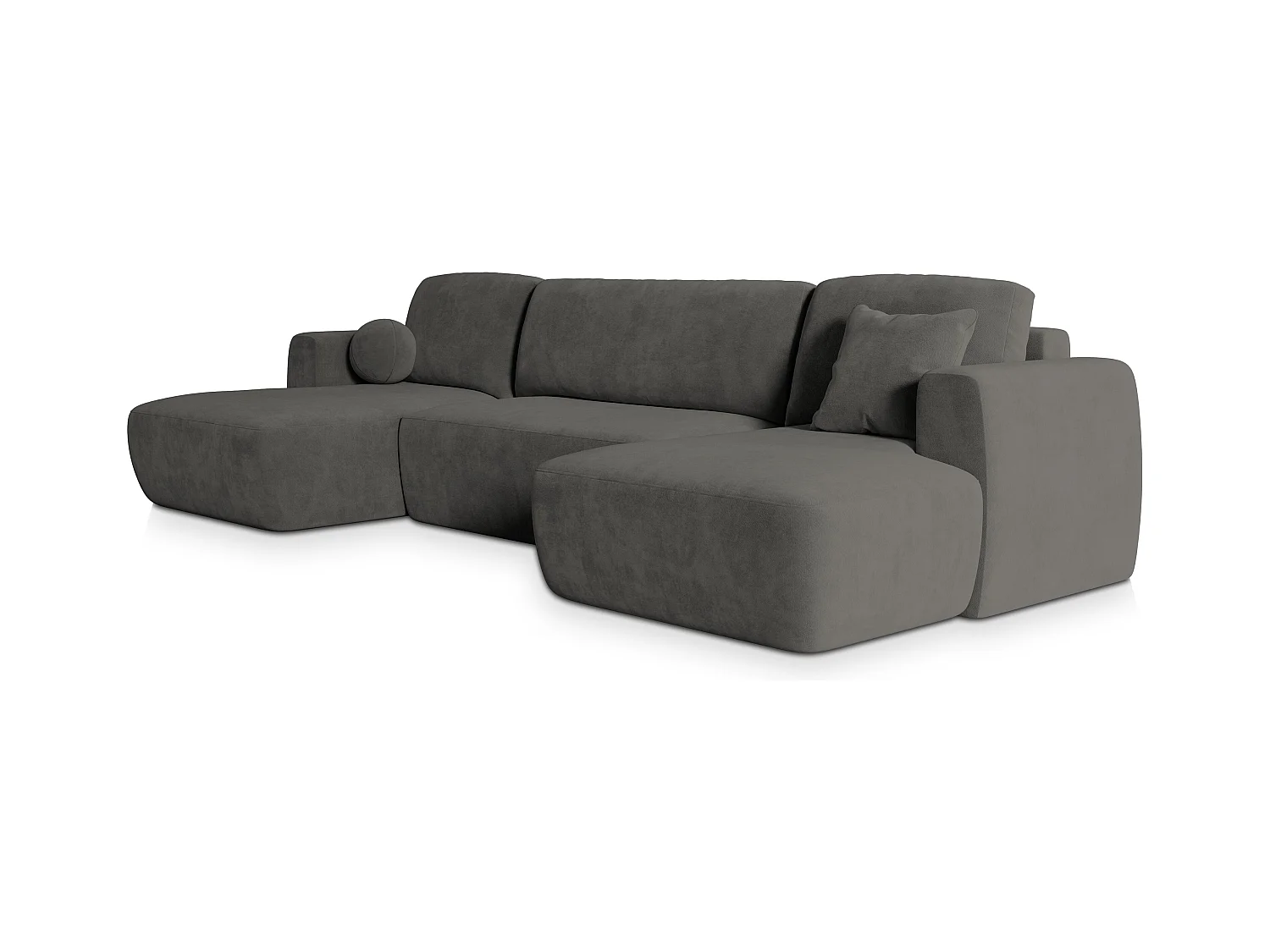Canapé d'angle SENTUM Gris en peluche avec fonction de couchage