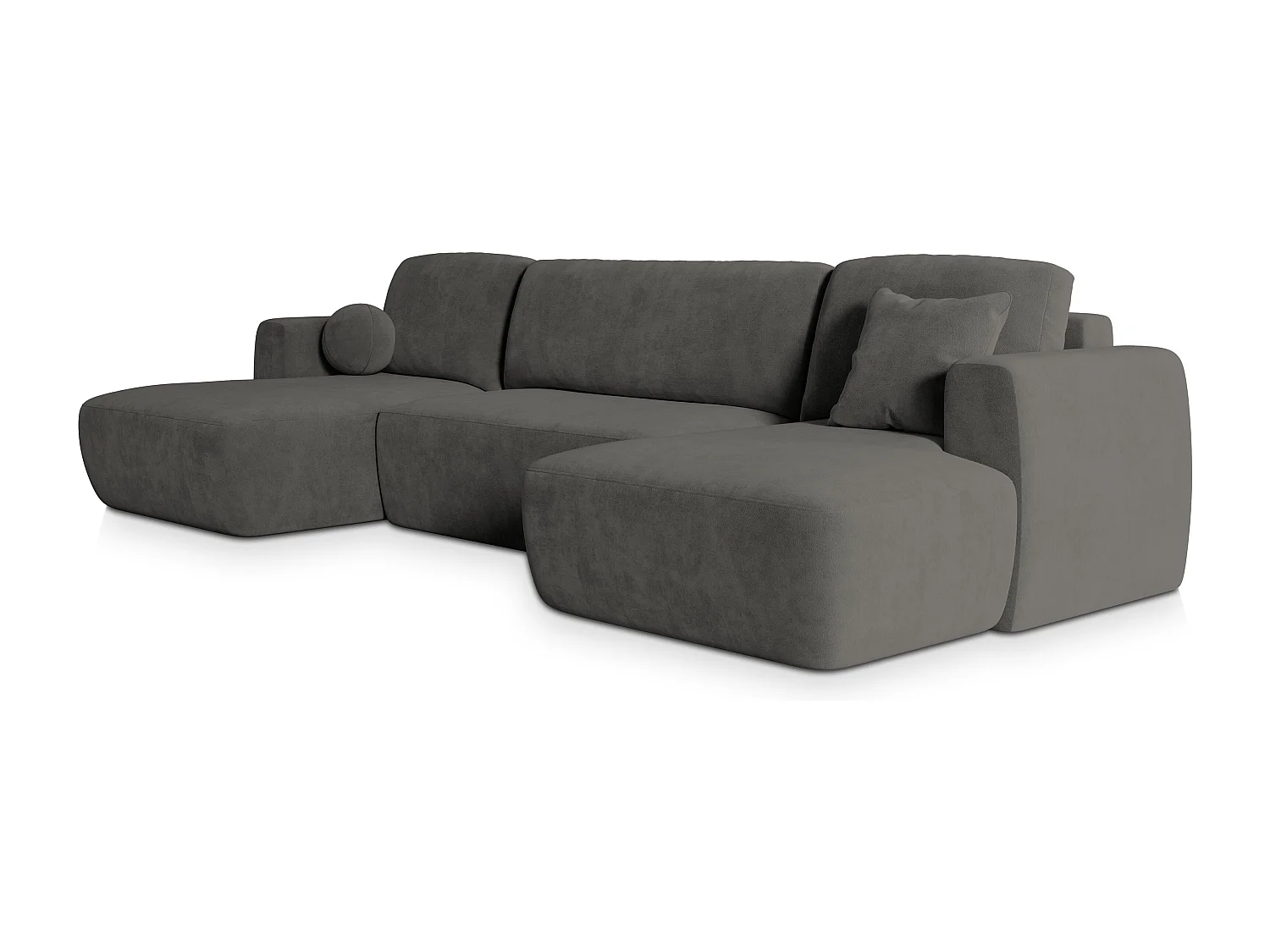 Canapé d'angle SENTUM Gris en peluche avec fonction de couchage
