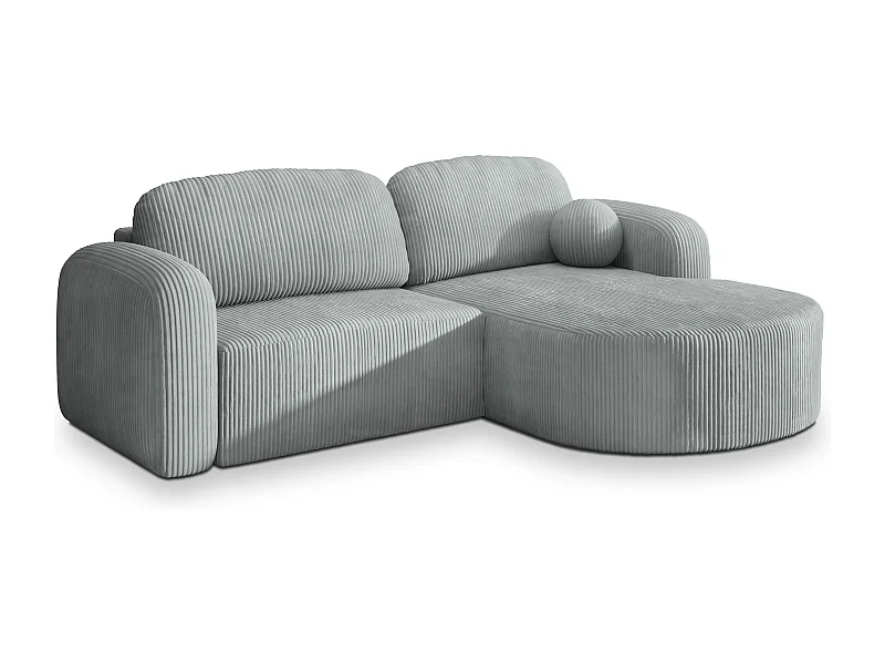 Canapé d'angle AMILIA Gris clair en velours côtelé avec fonction de couchage