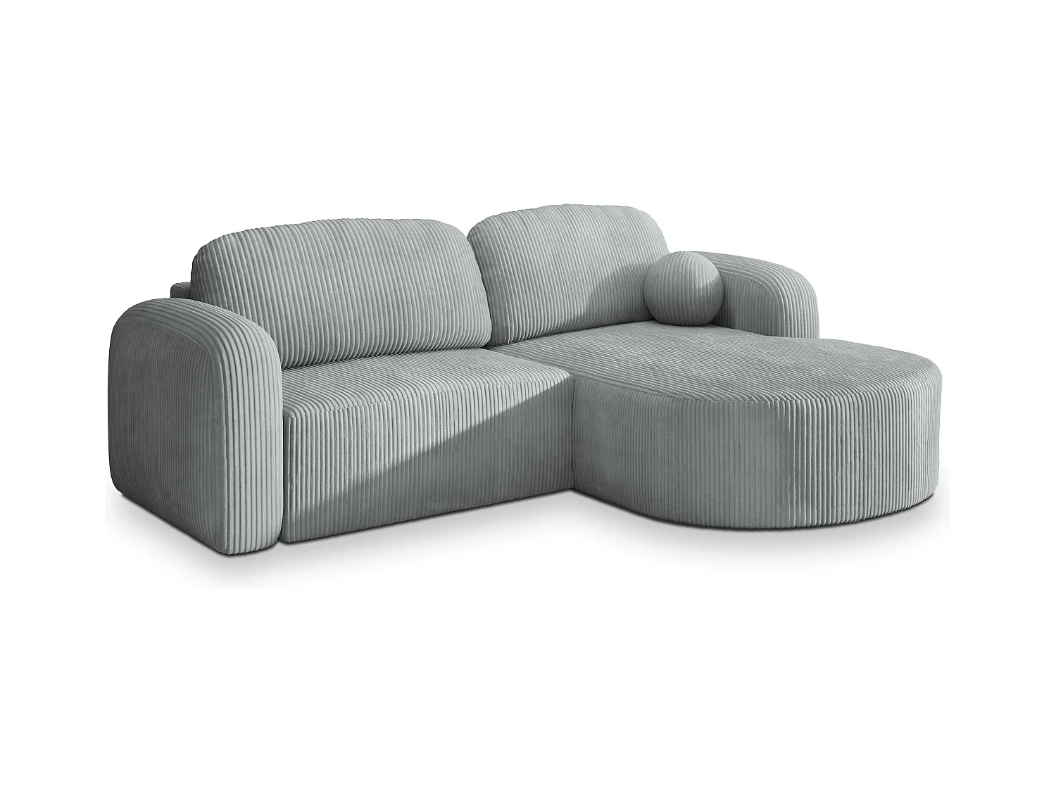 Canapé d'angle AMILIA Gris clair en velours côtelé avec fonction de couchage