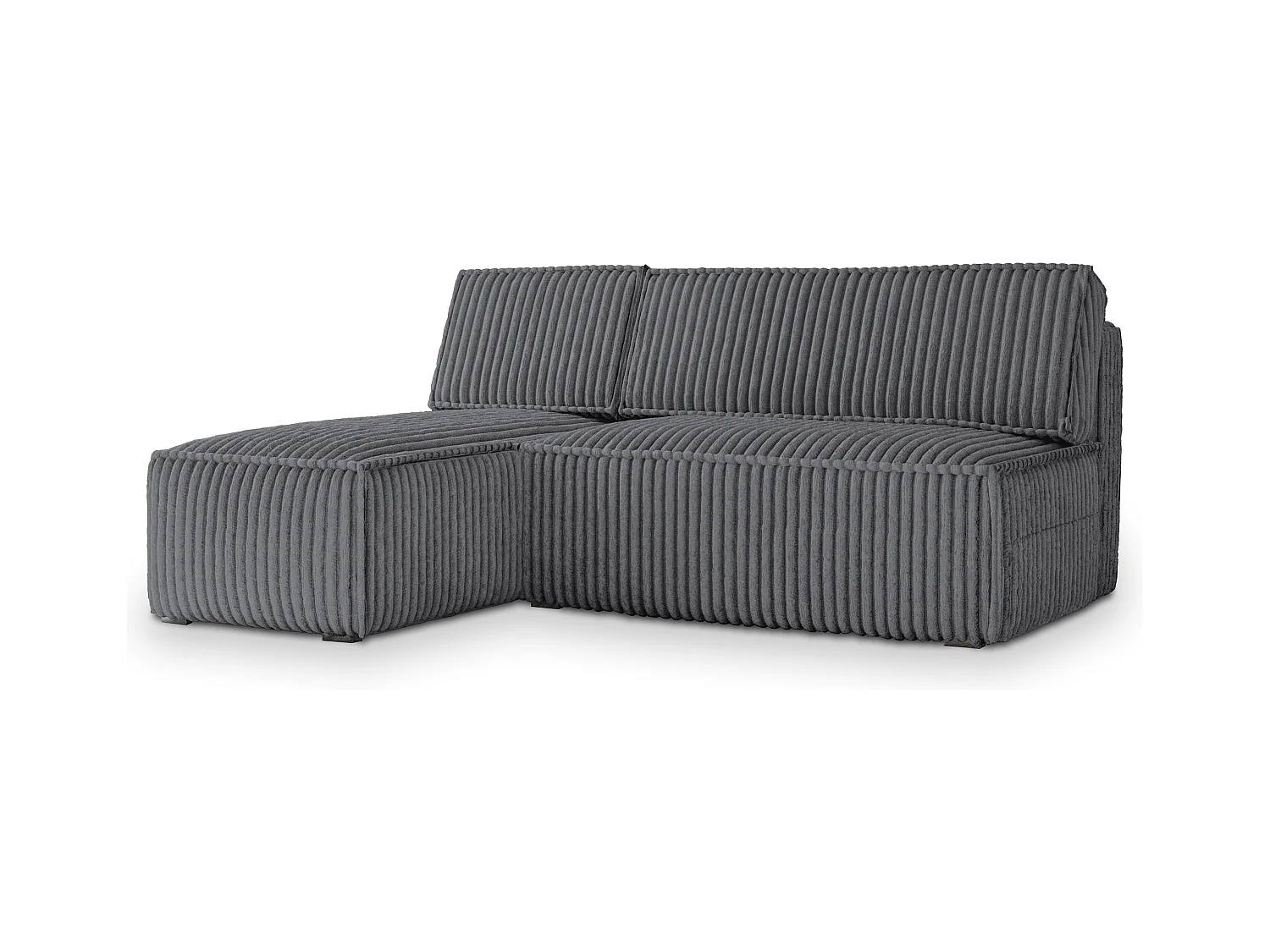 Canapé d'angle BRISO Gris anthracite en velours côtelé avec fonction de couchage