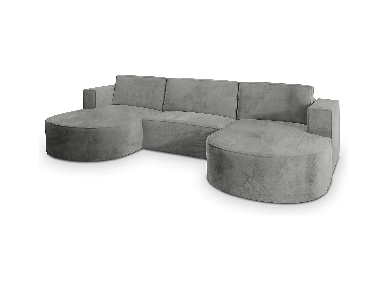 Canapé d'angle VEZZO Gris clair en velours avec fonction de couchage