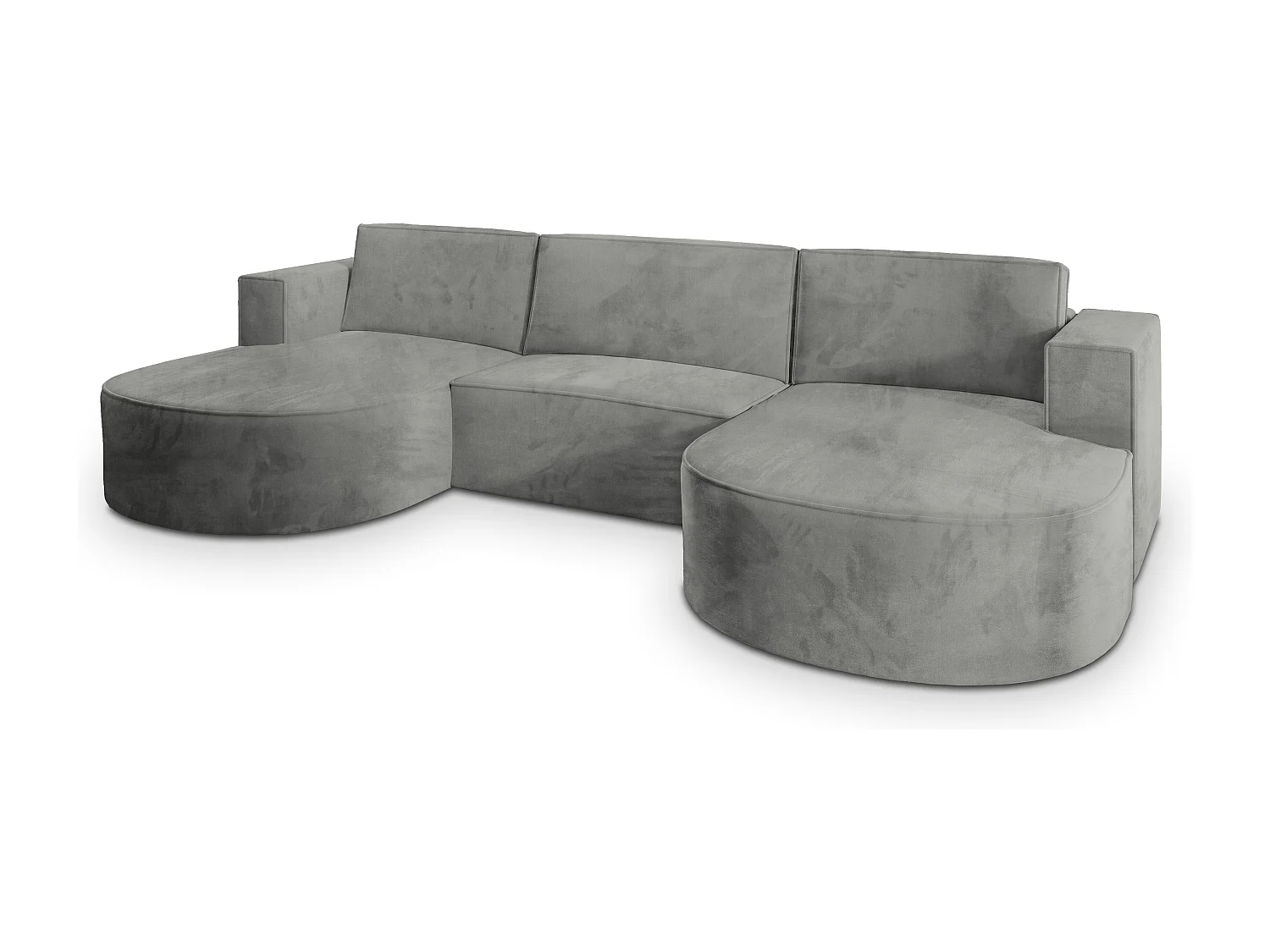 Canapé d'angle VEZZO Gris clair en velours avec fonction de couchage