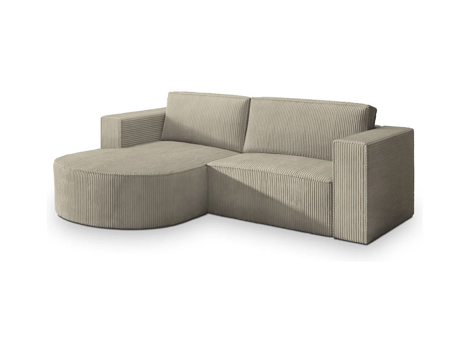 Canapé d'angle SORELA Beige en velours côtelé avec fonction de couchage