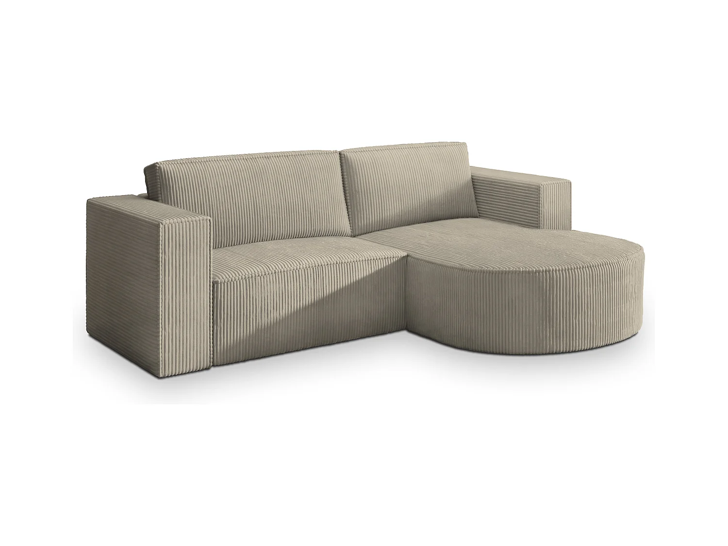 Canapé d'angle SORELA Beige en velours côtelé avec fonction de couchage