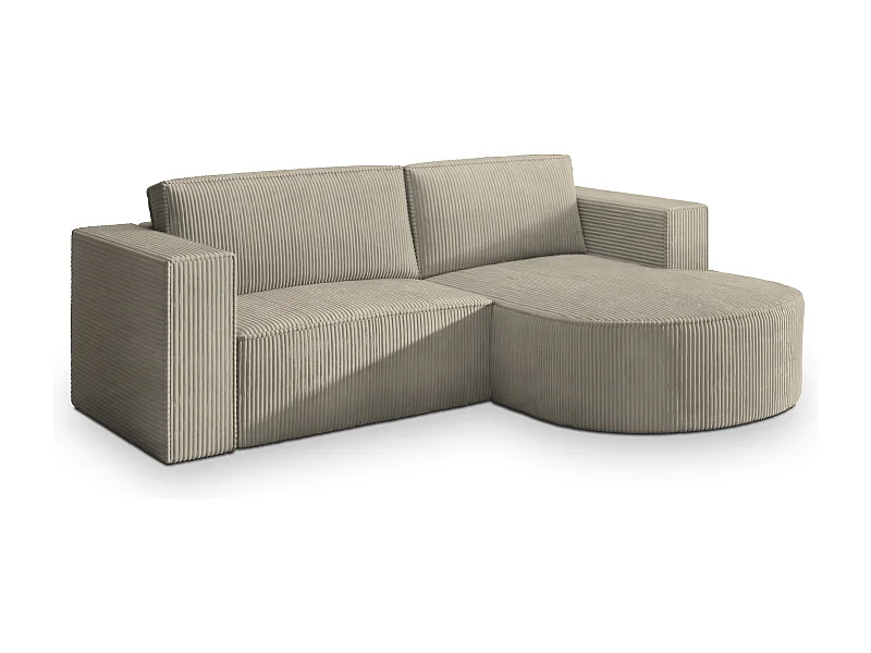 Canapé d'angle SORELA Beige en velours côtelé avec fonction de couchage