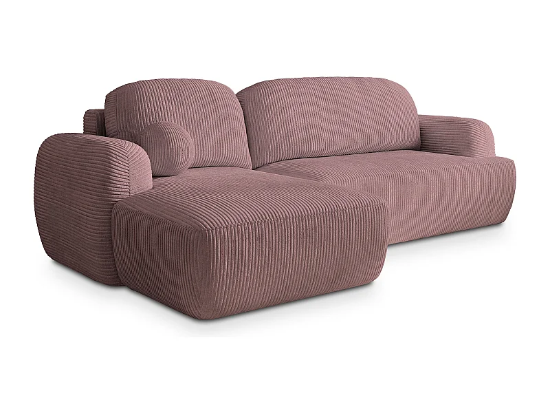 Canapé d'angle MODENZA Parme en velours côtelé avec fonction de couchage