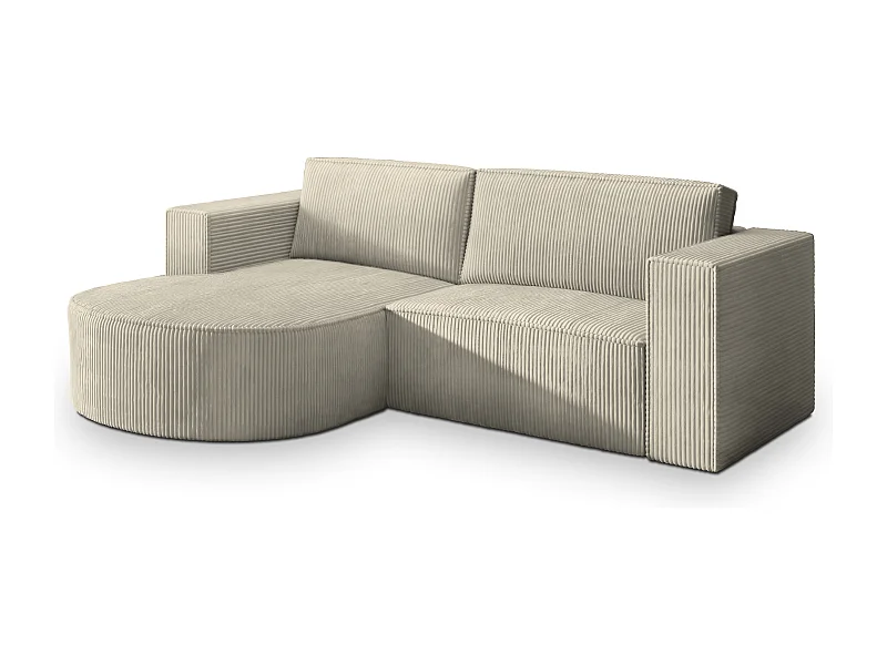 Canapé d'angle SORELA Crème en velours côtelé avec fonction de couchage
