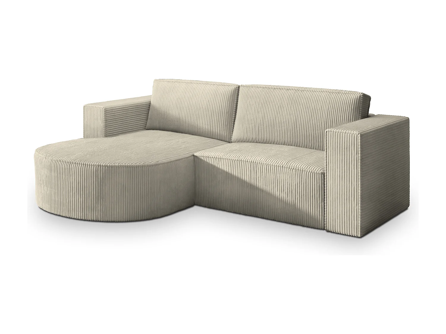 Canapé d'angle SORELA Crème en velours côtelé avec fonction de couchage