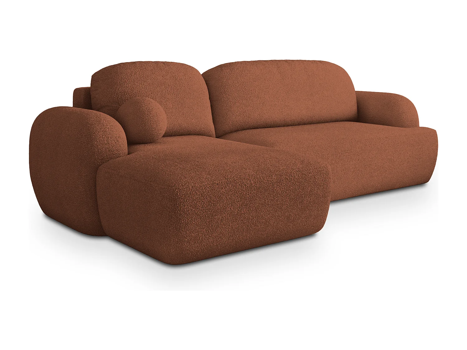 Canapé d'angle MODENZA Terracotta en bouclé avec fonction de couchage