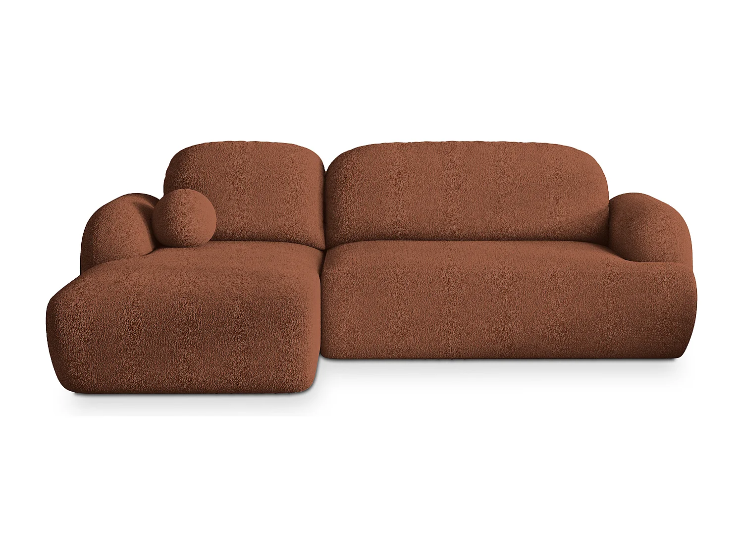 Canapé d'angle MODENZA Terracotta en bouclé avec fonction de couchage