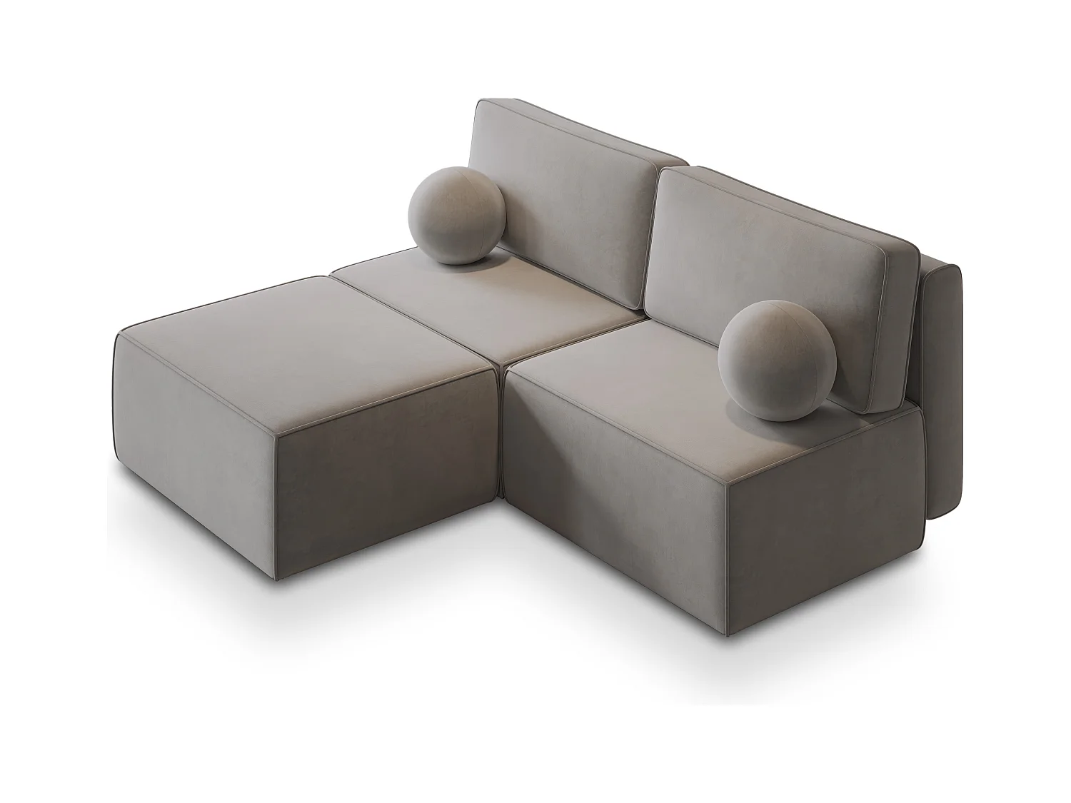 Canapé d'angle VARNA Gris clair en velours avec fonction de couchage