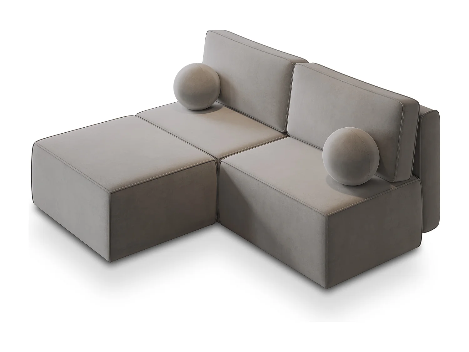 Canapé d'angle VARNA Gris clair en velours avec fonction de couchage