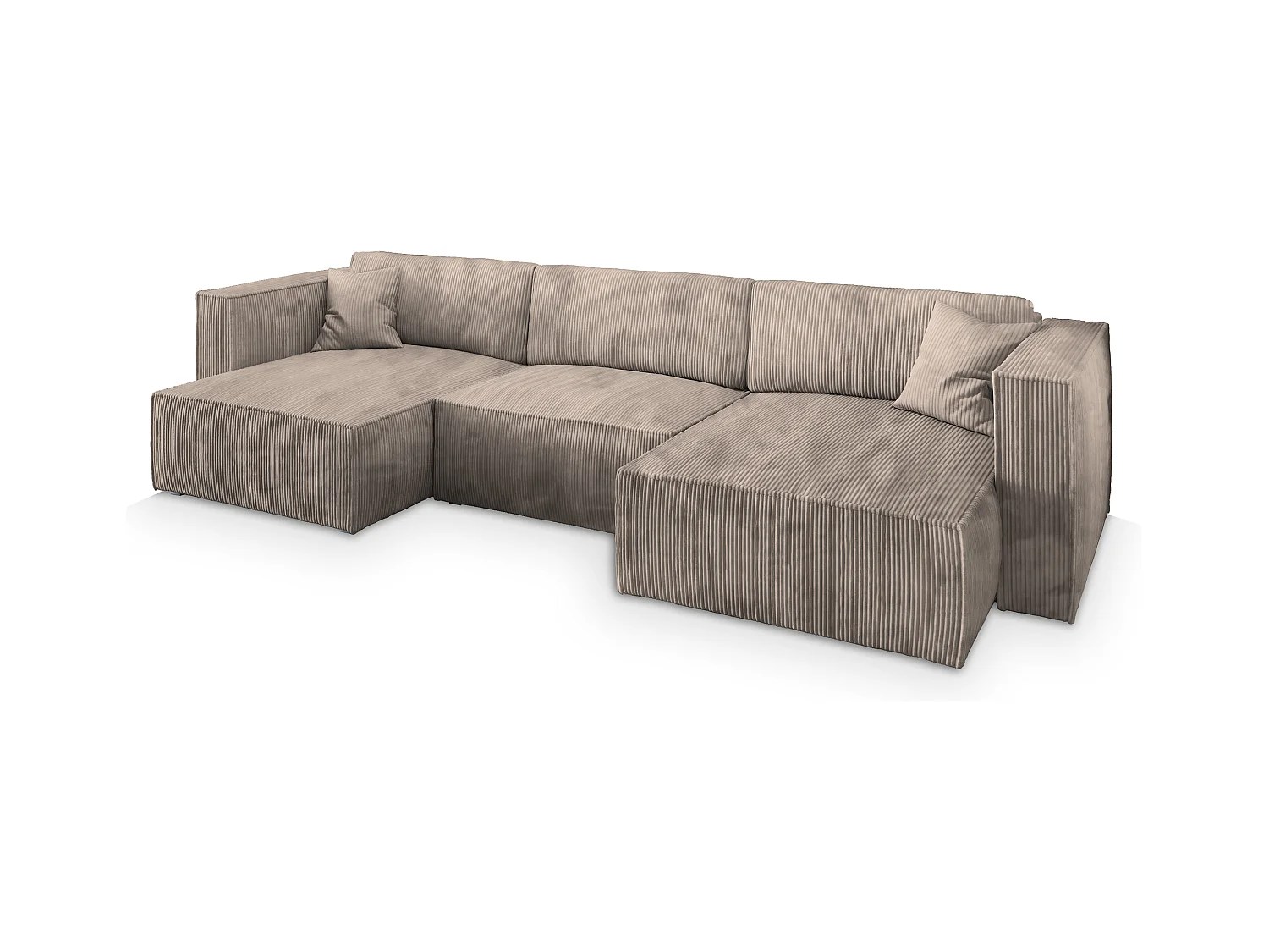 Canapé d'angle SARMO Beige en velours côtelé avec fonction de couchage