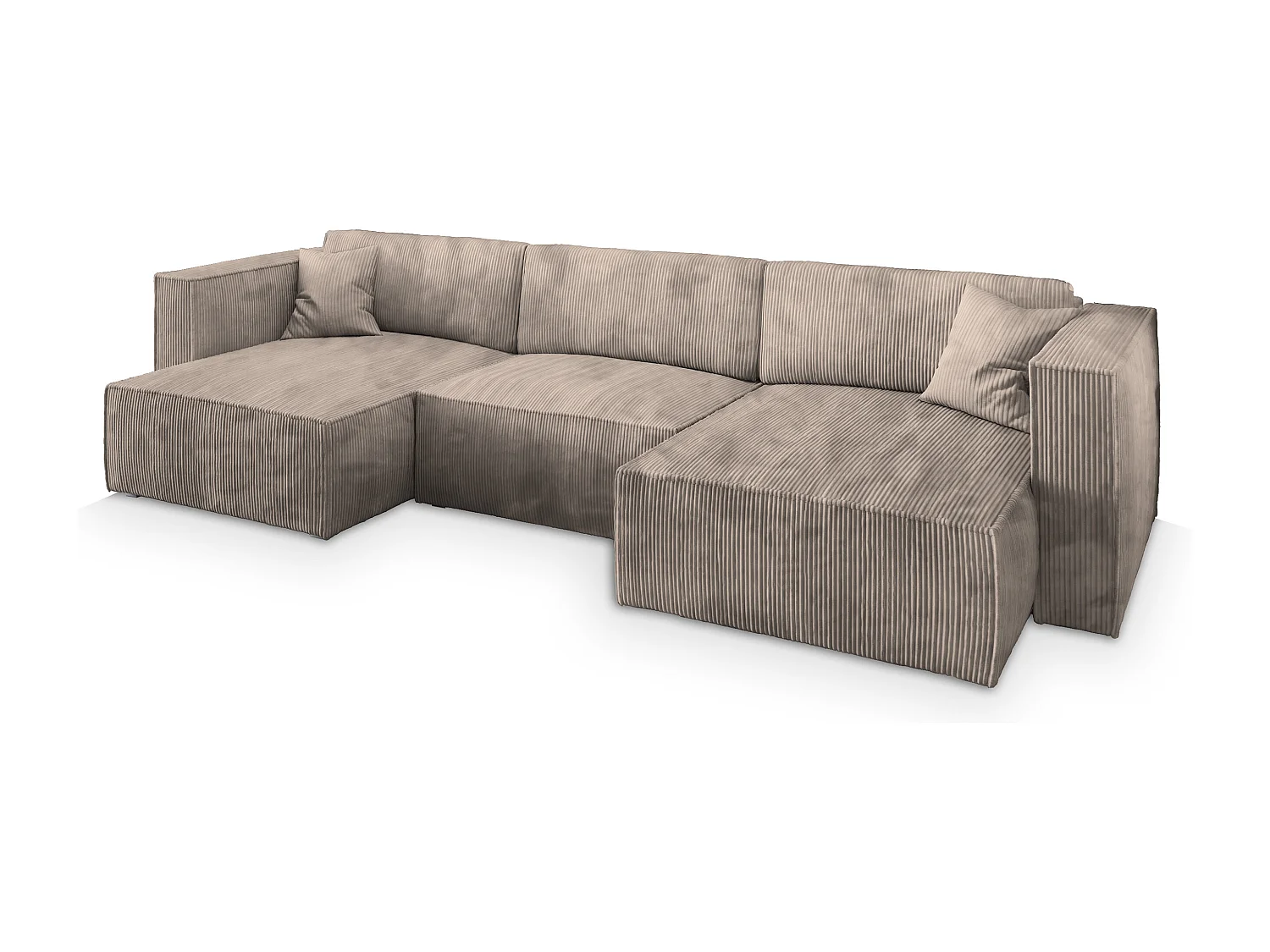 Canapé d'angle SARMO Beige en velours côtelé avec fonction de couchage