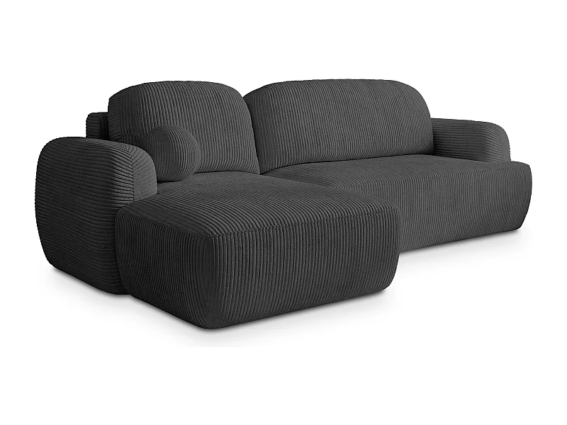 Canapé d'angle MODENZA Gris anthracite en velours côtelé avec fonction de couchage
