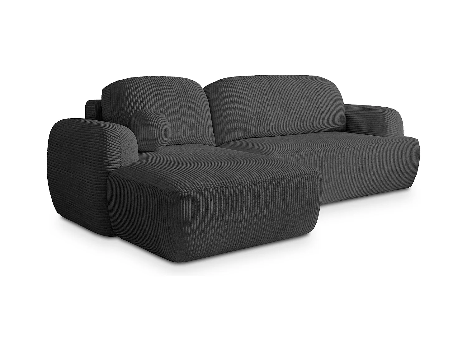 Canapé d'angle MODENZA Gris anthracite en velours côtelé avec fonction de couchage