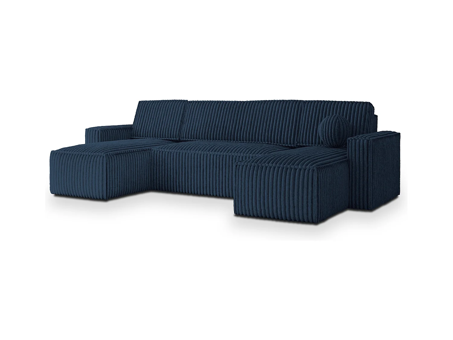 Canapé d'angle PESANO Bleu en velours côtelé avec fonction de couchage