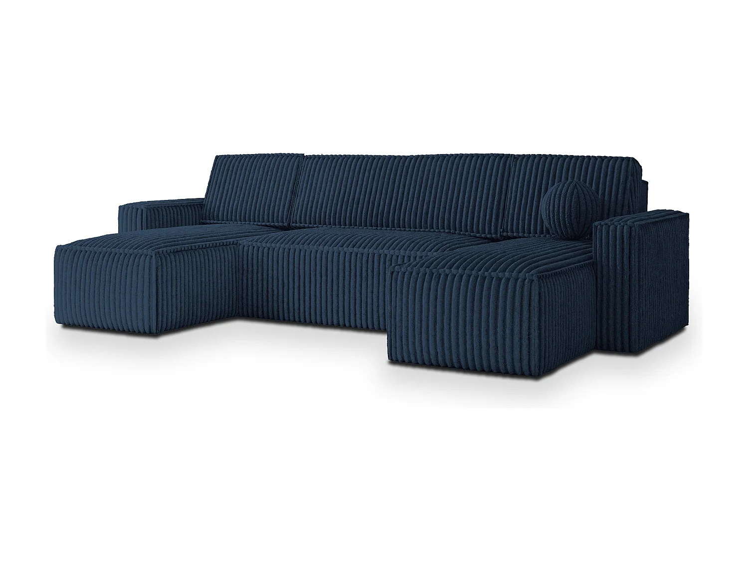 Canapé d'angle PESANO Bleu en velours côtelé avec fonction de couchage