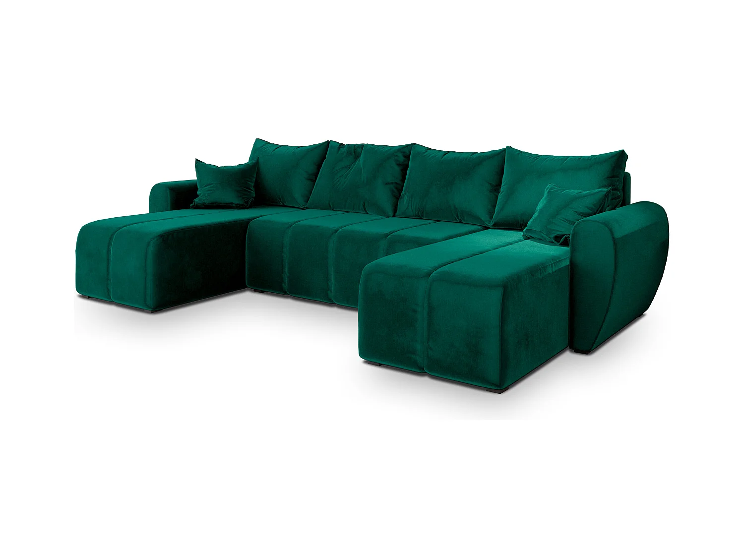 Canapé d'angle MADISON Vert Sapin en peluche avec fonction de couchage