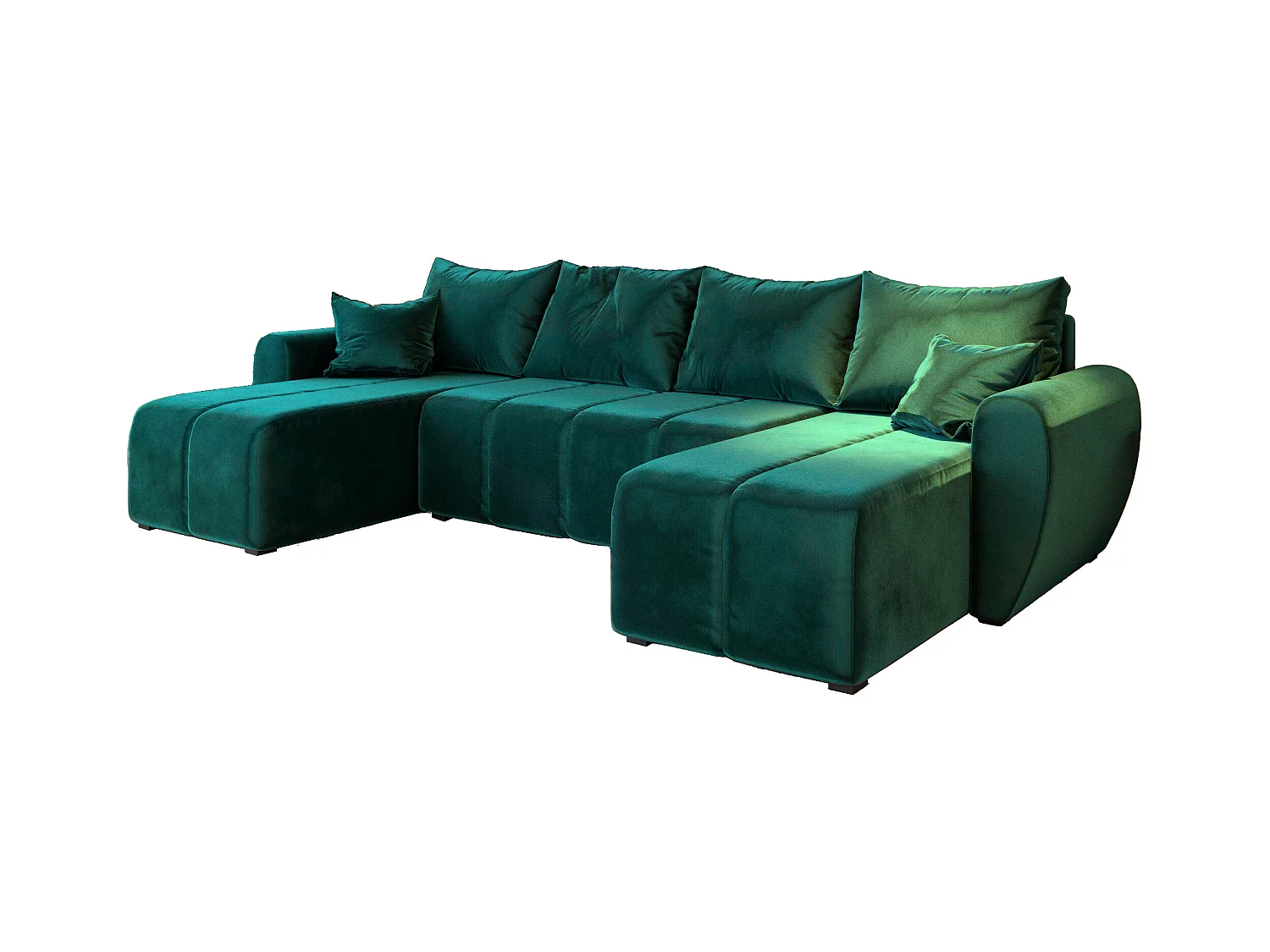 Canapé d'angle MADISON Vert Sapin en peluche avec fonction de couchage