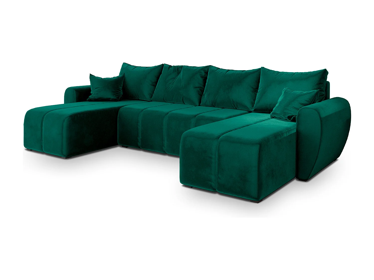Canapé d'angle MADISON Vert Sapin en peluche avec fonction de couchage