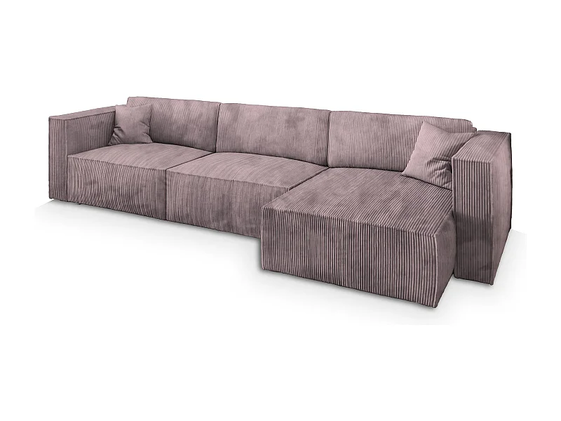 Canapé d'angle TOLMO Parme en velours côtelé avec fonction de couchage