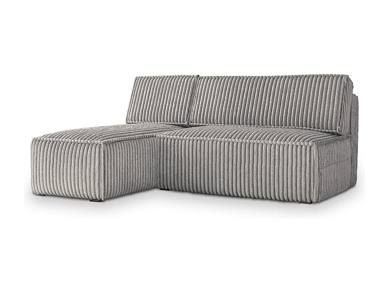 Canapé d'angle BRISO Gris clair en velours côtelé avec fonction de couchage